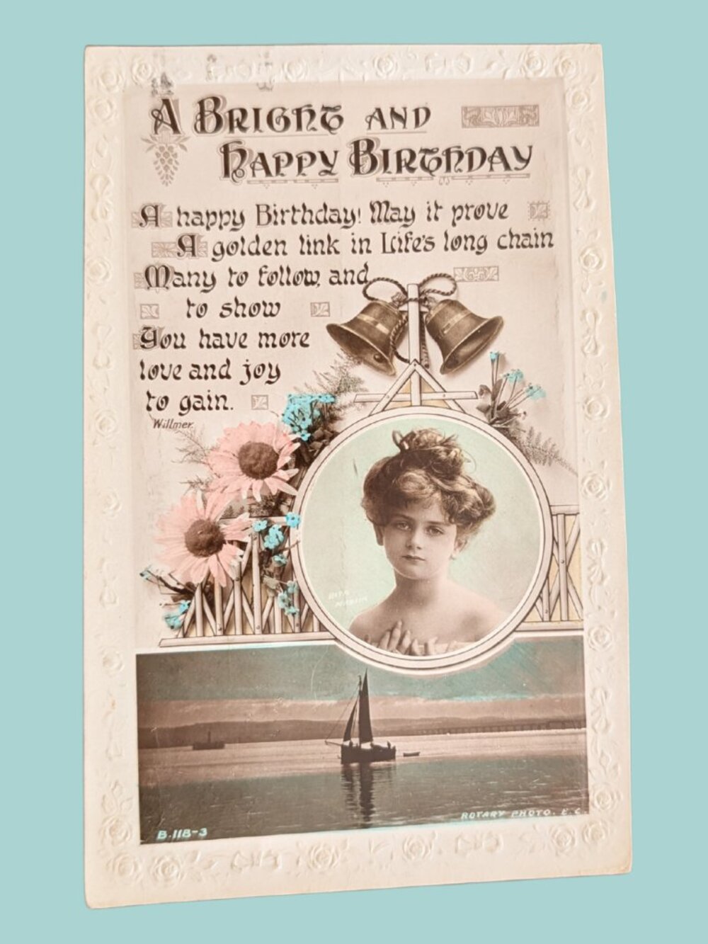 POSTCARD SALE 10/$20 Postmarked 1919 Embossed RPPC Cottagecore Birthday Postcard